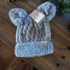 Kids Multi Tone Double Pom CC Beanie